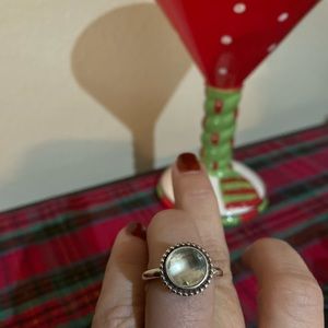 Pandora sterling silver and green stone ring